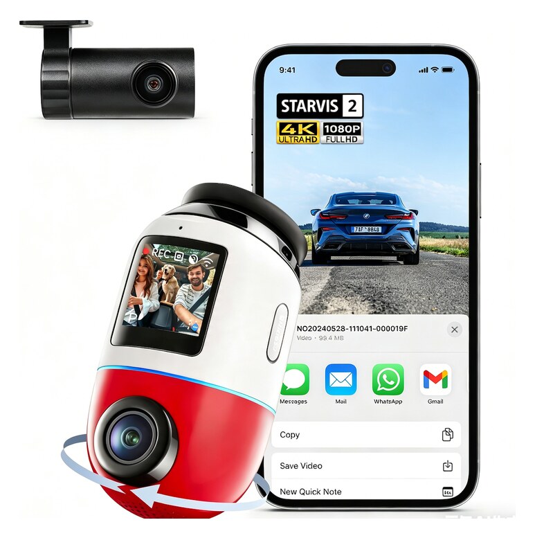 70mai Dashcam 4K Omni (roterend 360 graden, Sony STARVIS 2 IMX678)