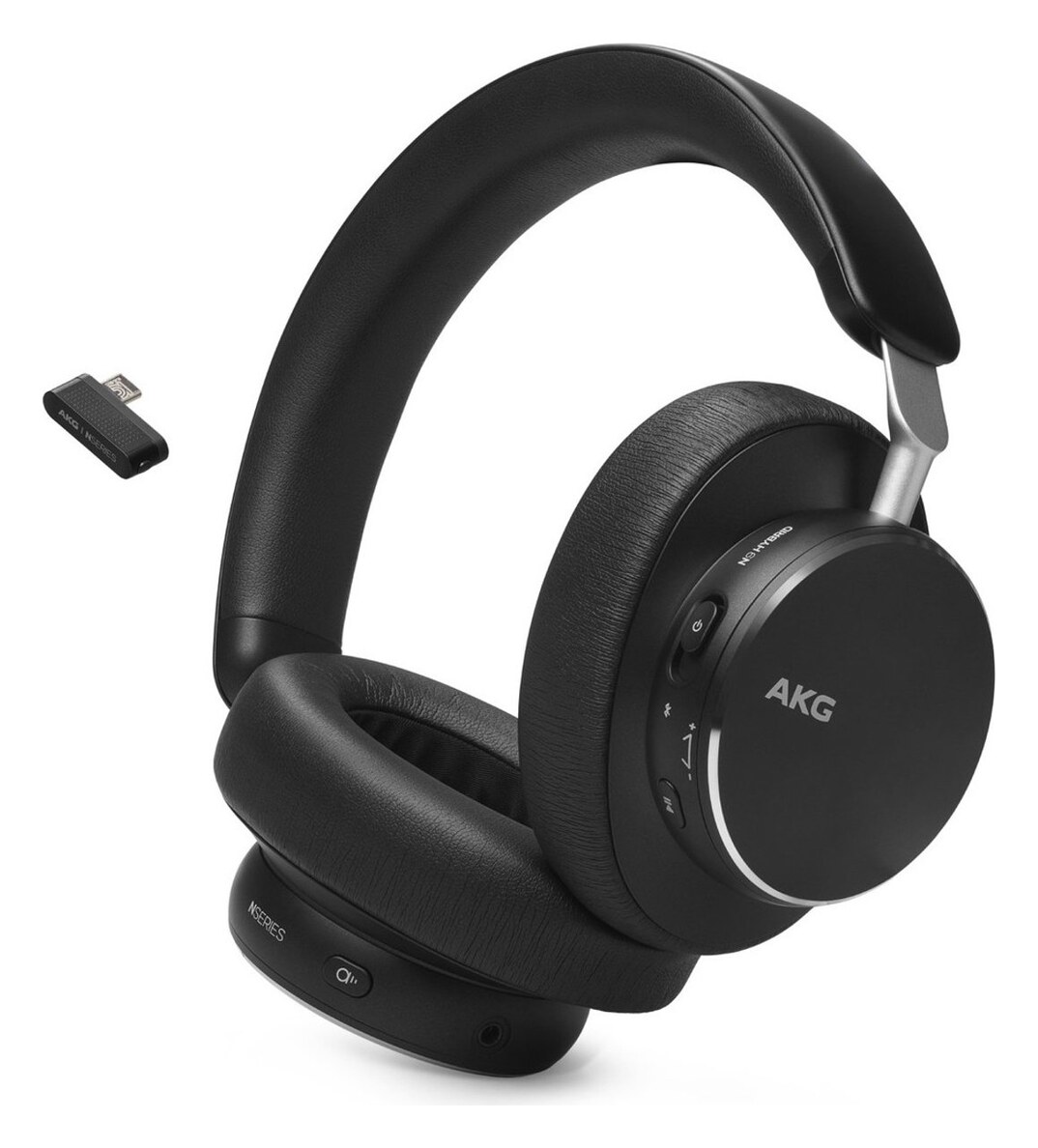 AKG N9 Hybrid (zwart) - draadloze gesloten over-ear met adaptieve ANC, 2.4GHz USB-C dongle + Bluetooth 5.3, LDAC/Hi-Res