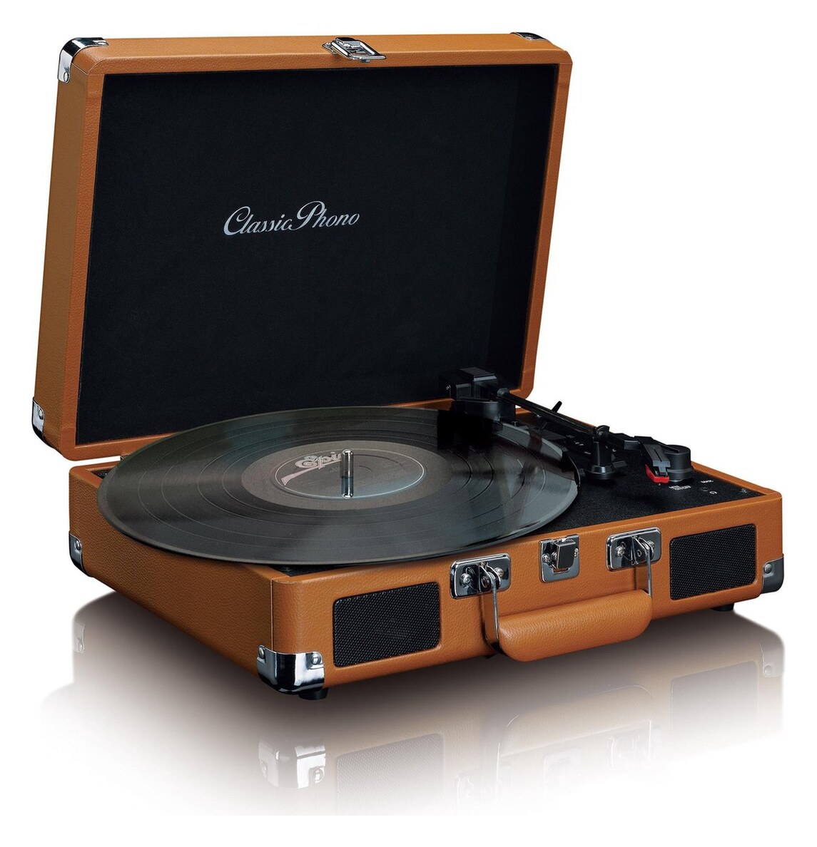 Classic Phono TT-10 - kofferplatenspeler met 2 ingebouwde speakers, bruin