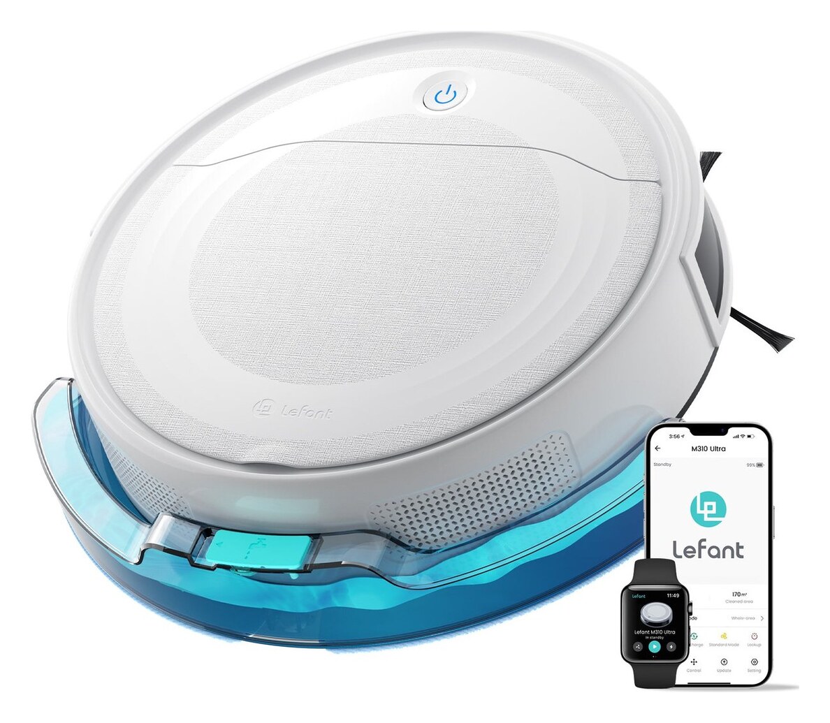 Lefant M310 Ultra Robotstofzuiger 6000Pa zuigkracht met ToF-lasernavigatie, nauwkeurige obstakelvermijding, anti-klit, ideaal voor dierenhaar en harde vloeren, bediening via app/Alexa