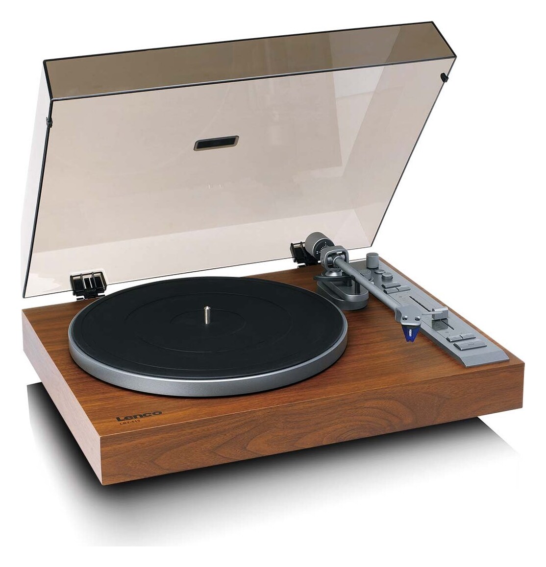 Lenco LBT-515WD - platenspeler met Bluetooth, kwartsgestuurde direct drive en Ortofon 2M Blue, houtuitvoering
