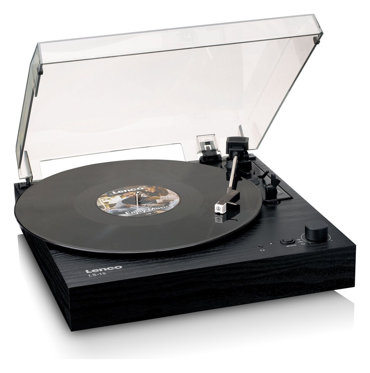 Lenco LS-15BK - platenspeler met Bluetooth, twee ingebouwde speakers en AT3600L element, zwart