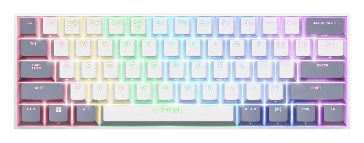 Trust GXT 873 Acira (60%, draadloos, Outemu Red, wit)