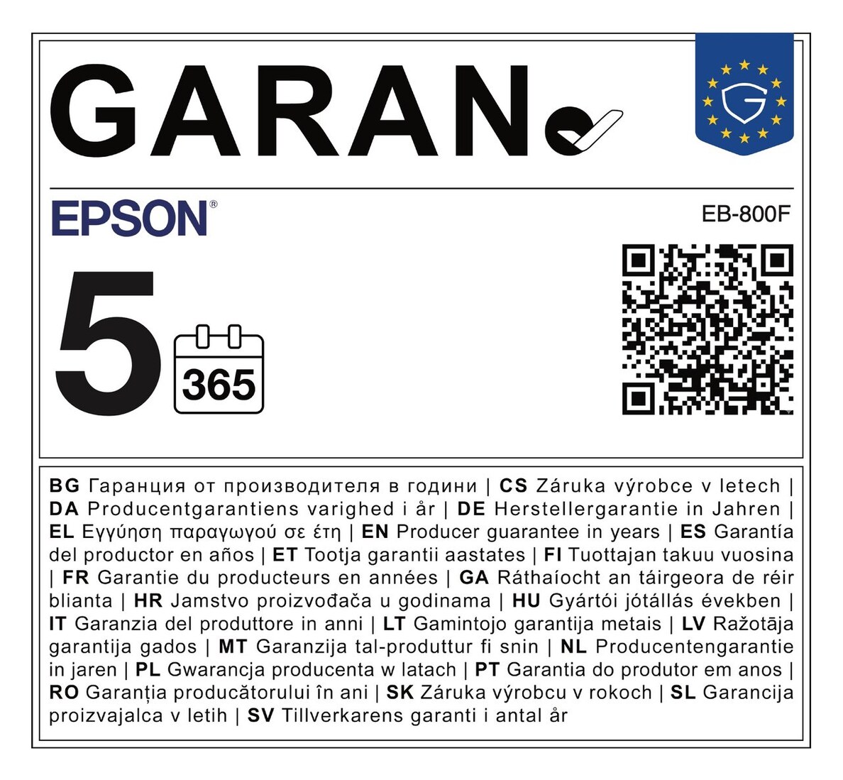 Epson EB-800F (ultra-short-throw laserbeamer, 1080p, 5.000 lumen, wit)