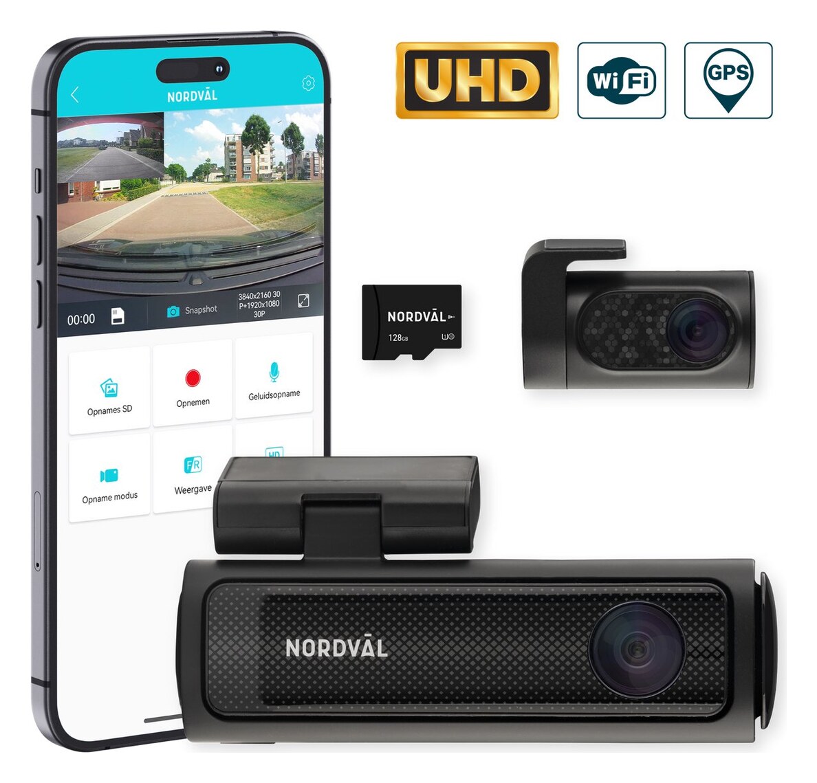Nordväl DC202-2CH (4K voor + 2K achter, incl. 128 GB)
