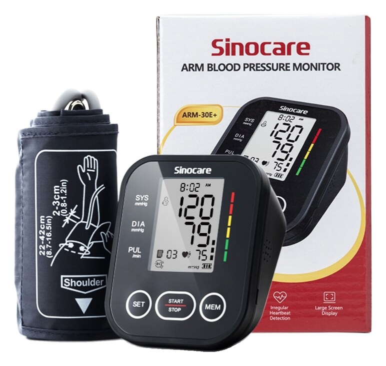 Sinocare ARM-30E+ bovenarmbloeddrukmeter, zwart (zonder spraak, zonder verlichting)